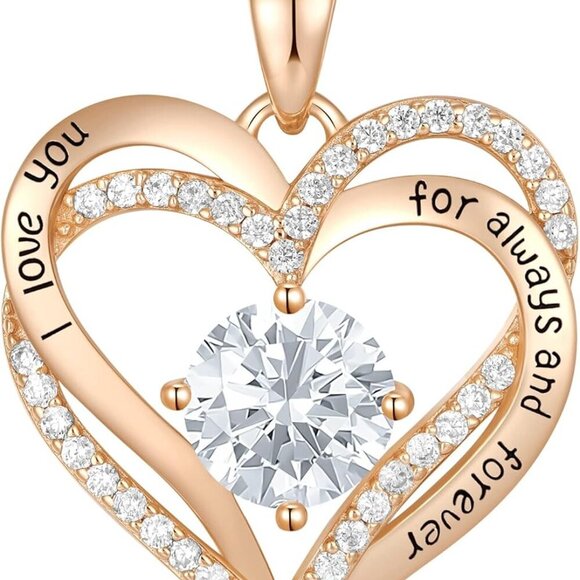 Forever Love Heart Necklaces for Women Wedding Anniversary Birthday Mothers Da